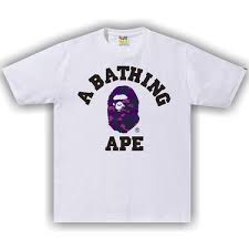 Bape Color Camo College Tee 'White/Purple'