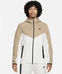 Nike Tech Fleece Full-Zip Hoodie white and  beige